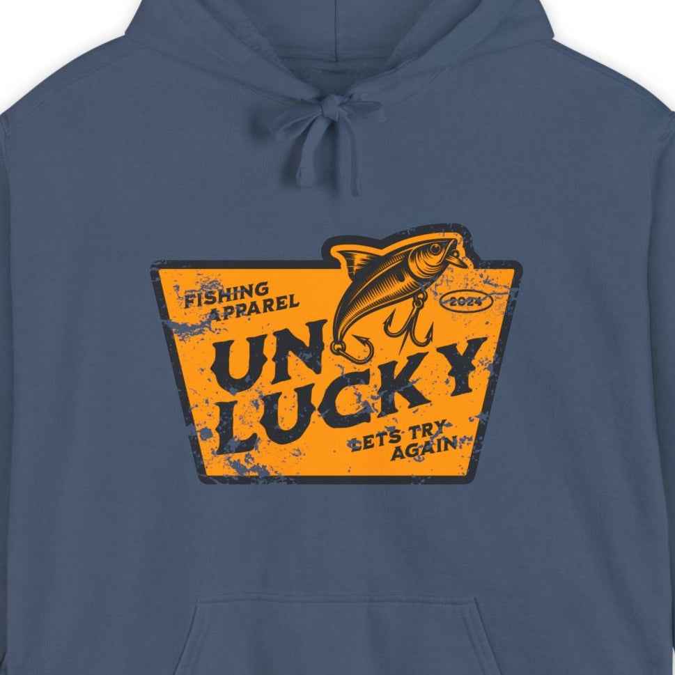 Unlucky Fishing Hoodie, Garment-Dyed Unisex Coastal Pullover