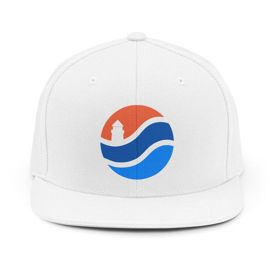 Coastal Lighthouse Snapback Hat - Nautical Wave Logo Cap