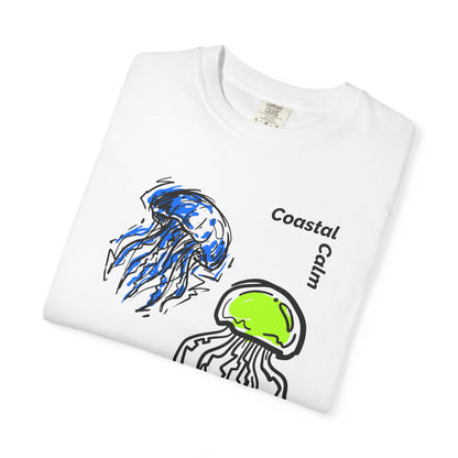Coastal Calm Jellyfish Graphic T-Shirt, Summer Beach Fashion Cotton Tee