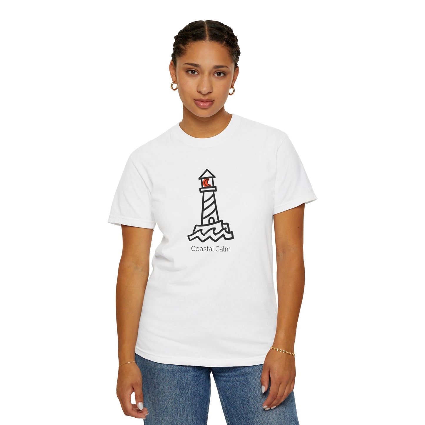 Lighthouse "Coastal Calm" Graphic T-Shirt, Summer Fashion Beach Tee