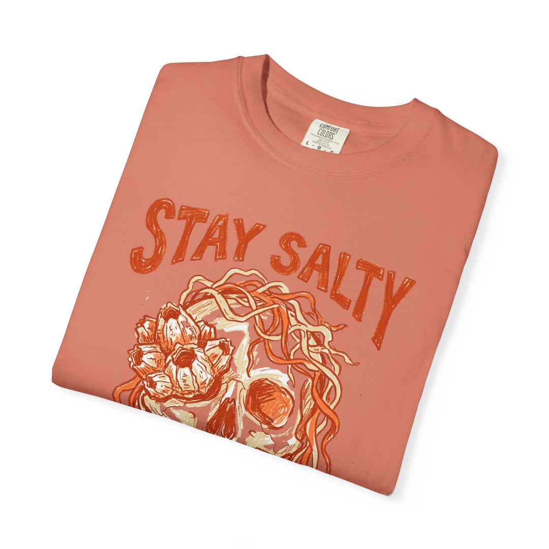 Stay Salty Skull Graphic Tee — Coastal Garment-Dyed T-Shirt