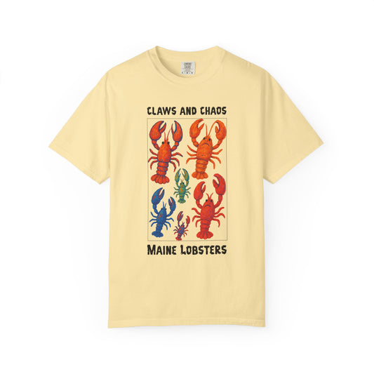 Maine Lobster Claws And Chaos  Graphic T-shirt, 100% Ring-Spun Garment-Dyed Cotton