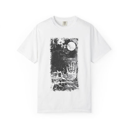 Moonlit dreary Beach  Handprint Unisex T-Shirt | Soft Cotton Tee, Vintage Style, Casual Wear, Gift for Him/Her, Unique Fashion Statement