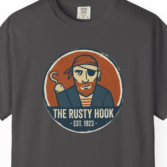 Green t-shirt with a fish design on a white background