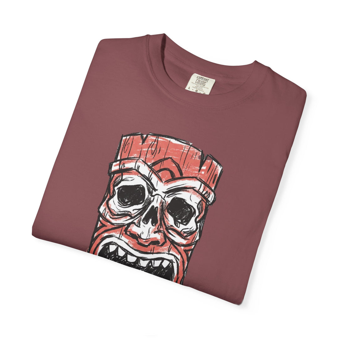 Red Tiki Skull Graphic T-Shirt | FIVE TIDES Surf &amp; Beach Vibe Tee