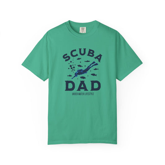 Scuba Dad Garment-Dyed T-Shirt, Perfect Gift for Father's Day, Beachwear, Scuba Diving Enthusiast, Summer Casual Wear