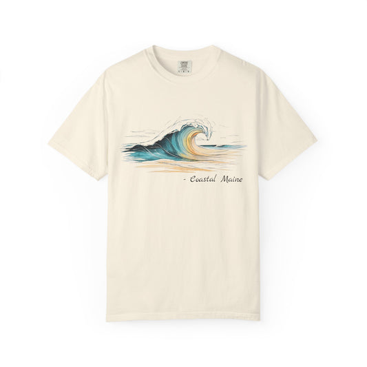 Coastal Maine Wave T-Shirt, 100% Ring-Spun Garment-Dyed Cotton