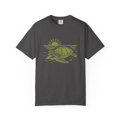 Ocean-Inspired Garment-Dyed T-Shirt, Turtle Design Tee for Nature Lovers, Beach Day Outfits, Eco-Friendly Gift, Summer Vibes
