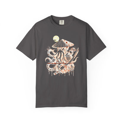 Samurai Octopus Unisex T-Shirt, Unique Graphic Tee, Ocean Lover Gift, Cool Casual Wear, Perfect for Summer, Beachwear T-Shirt