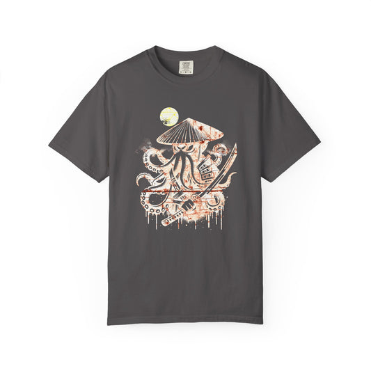 Samurai Octopus Unisex T-Shirt, Unique Graphic Tee, Ocean Lover Gift, Cool Casual Wear, Perfect for Summer, Beachwear T-Shirt