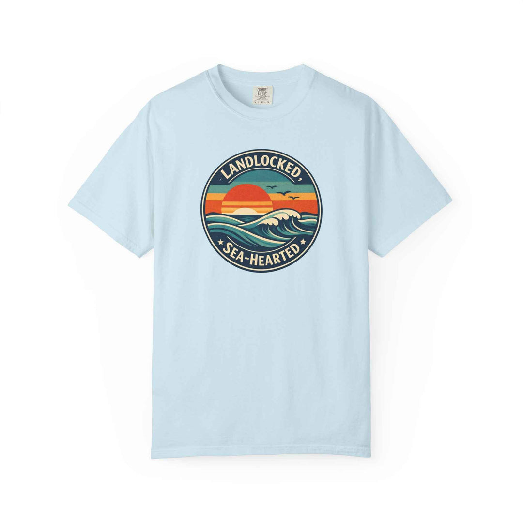 Landlocked Sea-Hearted Sunset Graphic T-Shirt, Vintage Retro Fashion Unisex Tee