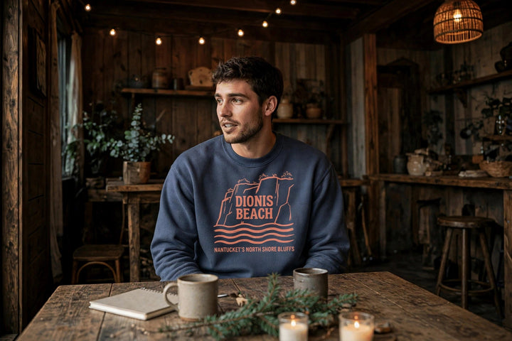 Dionis Beach Sweatshirt — in the Five Tides room, male front