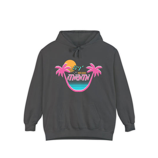 Miami Sunset Hoodie, Relaxed Vibe Hoodie, Travel Inspiration Sweatshirt, Vacation Apparel, Gift for Beach Lovers
