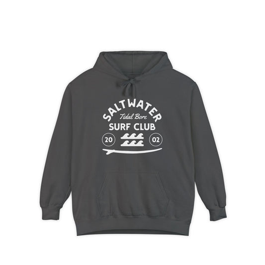 Saltwater Tidal Bore Surf Club Unisex Hoodie, Beachwear, Casual Style, Gift for Surfers, Coastal Living, Summer Vibes, Comfortable Layering