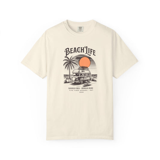 Beach Life Graphic T-Shirt, 100% Ring-Spun Garment-Dyed Cotton