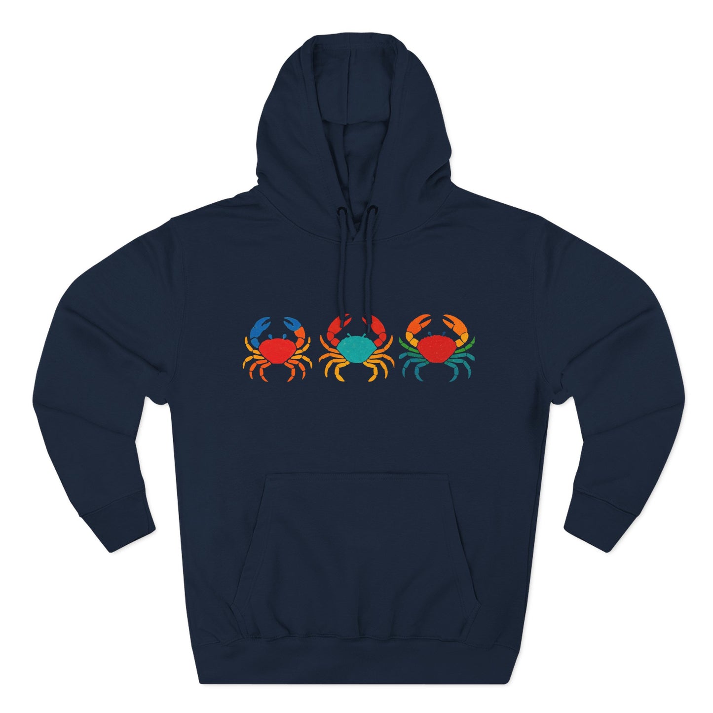 Vacation Crab Trio Pullover Hoodie — Colorful Coastal Graphic Hoodie