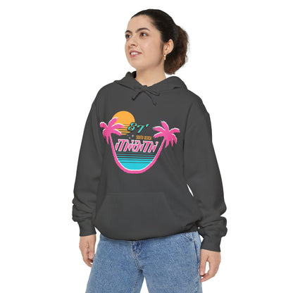 Miami Sunset Hoodie, Relaxed Vibe Hoodie, Travel Inspiration Sweatshirt, Vacation Apparel, Gift for Beach Lovers