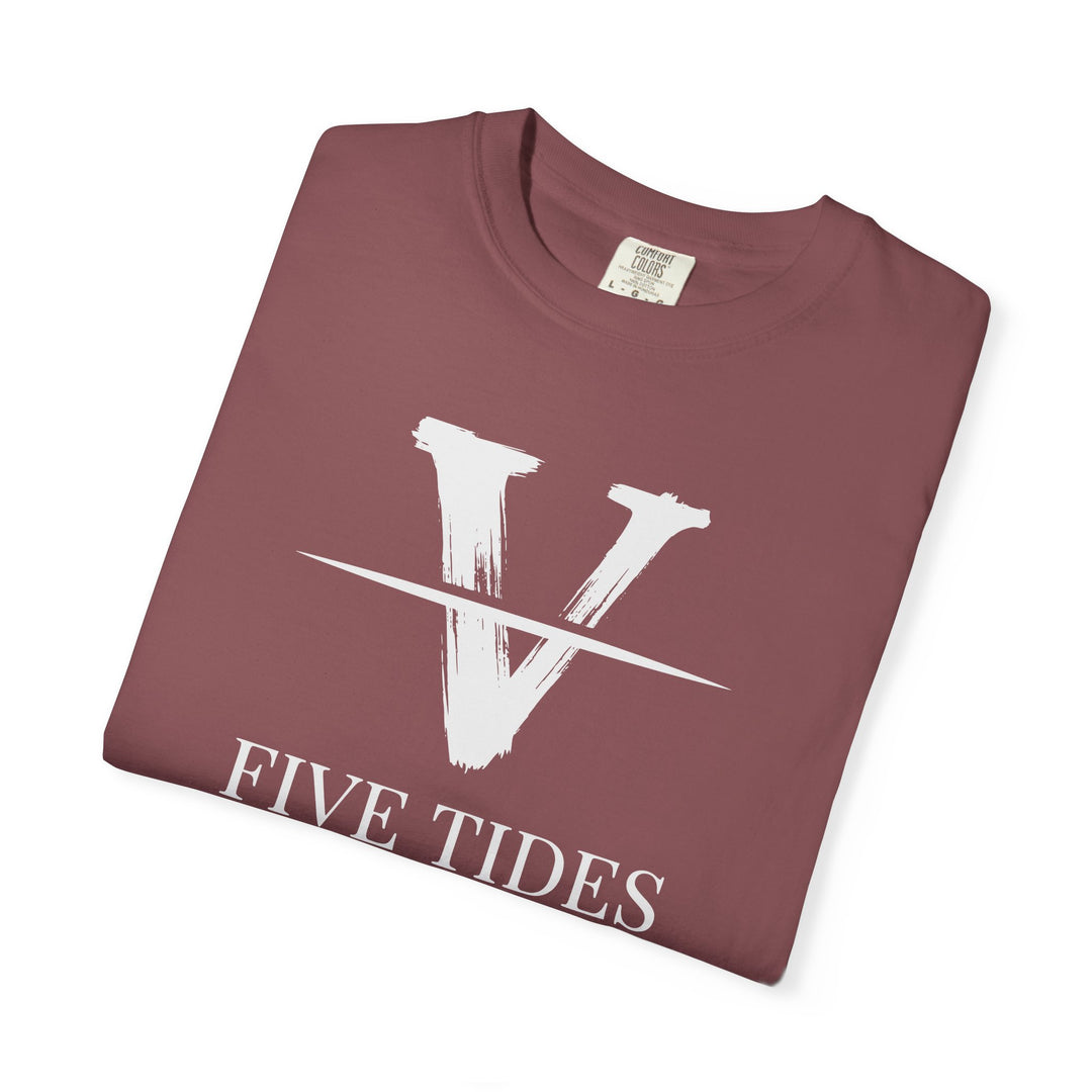 Five Tides V Logo Tee | Garment-Dyed Vintage Coastal Crew