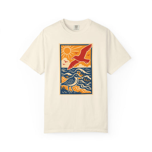 Ocean Breeze Garment-Dyed Graphic T-shirt, Unisex Beach Tee, Summer Vibes Shirt, Gift for Nature Lovers, Casual Outdoor Apparel