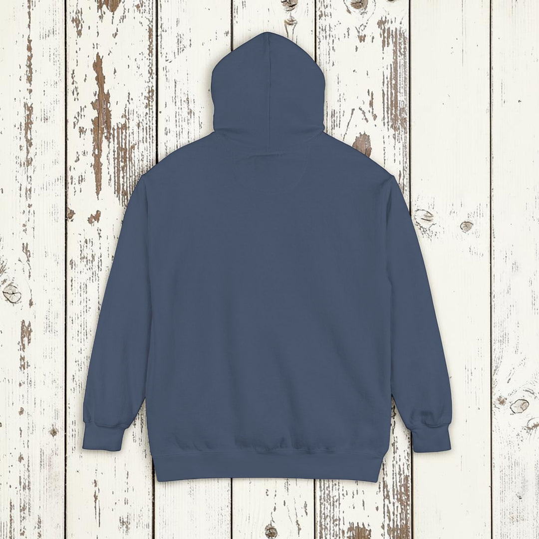 Moon Phases Vibes Garment-Dyed Hoodie — Lunar Graphic Pullover