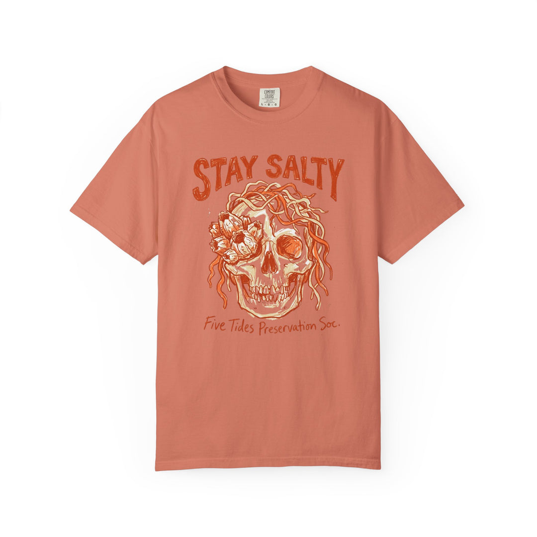 Stay Salty Skull Graphic Tee — Coastal Garment-Dyed T-Shirt
