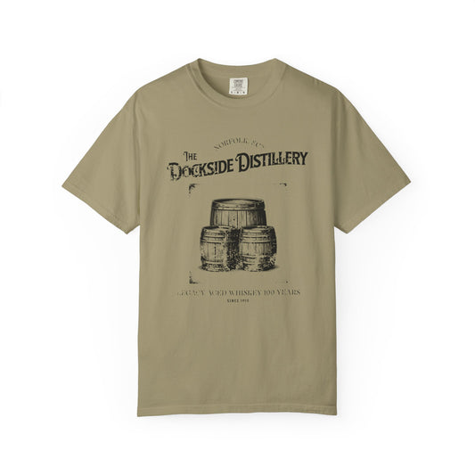 Rustic Dockside Distillery T-shirt, 100% Ring-Spun Garment-Dyed Cotton