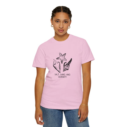 Beach Vibes Unisex T-Shirt, Salt Sand and Serenity Tee, Summer Casual Shirt, Gift for Beach Lovers, Ocean Inspired Apparel