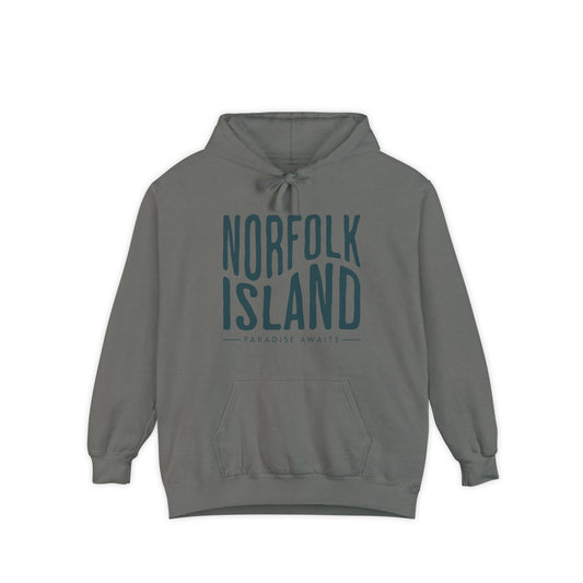 Norfolk Island Hoodie, Cozy Unisex Garment-Dyed Sweatshirt, Casual Beach Wear, Travel Gift, Summer Chill-out, Relaxed Street Style