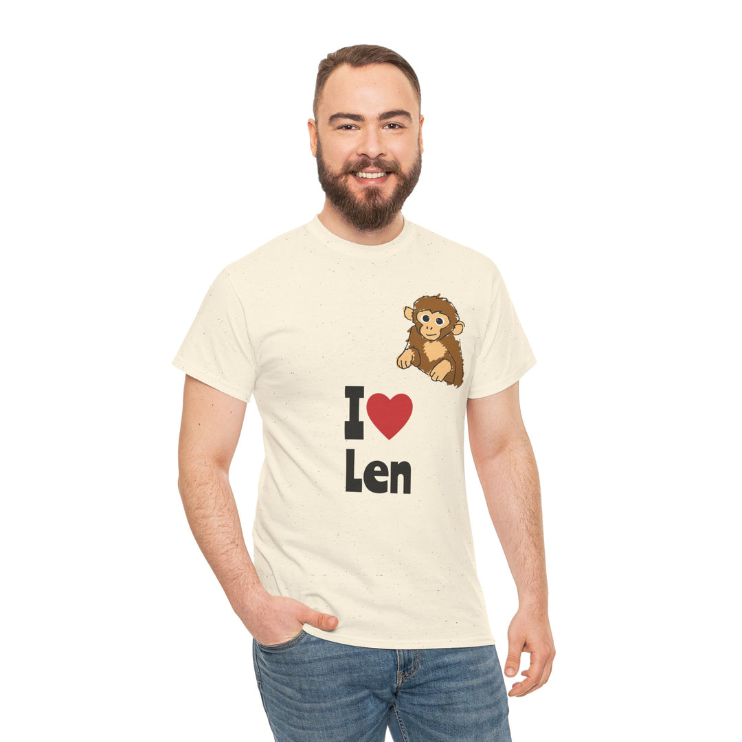 I  heart Len T-Shirt — Cute Monkey Graphic Tee for Fans &amp; Gifts