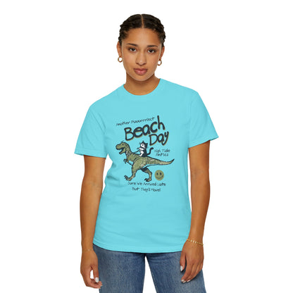 Beach Day Dino T-Shirt | Fun Unisex Tee for Summer, Gift for Kids & Adults, Beach Lovers, Vacation Style, Cute Animal Print