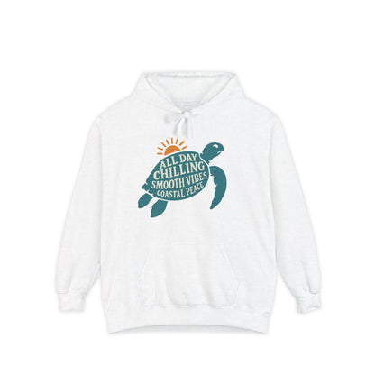Coastal Vibes Garment-Dyed Hoodie: All Day Chilling Pullover, Beach Day Apparel, Nature Lover Gift, Casual Wear, Relaxing Outfit