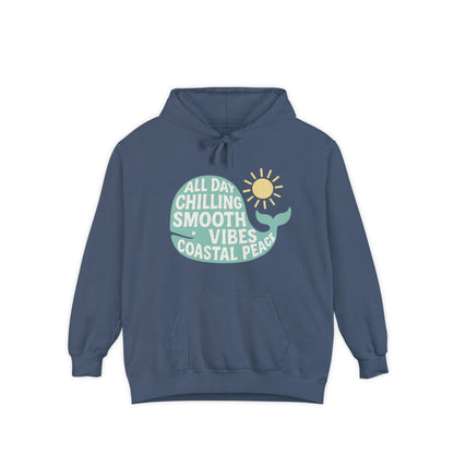 Coastal Vibes Garment-Dyed Hoodie | Chill Style, Beach Wear, Eco-Friendly Fashion, Gift for Ocean Lovers, Summer Outfits