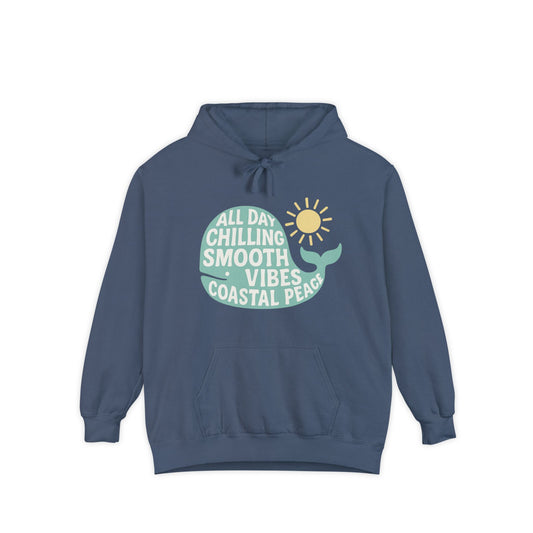 Coastal Vibes Garment-Dyed Hoodie | Chill Style, Beach Wear, Eco-Friendly Fashion, Gift for Ocean Lovers, Summer Outfits