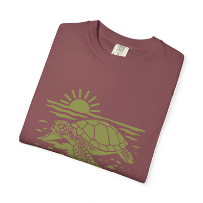 Ocean-Inspired Garment-Dyed T-Shirt, Turtle Design Tee for Nature Lovers, Beach Day Outfits, Eco-Friendly Gift, Summer Vibes