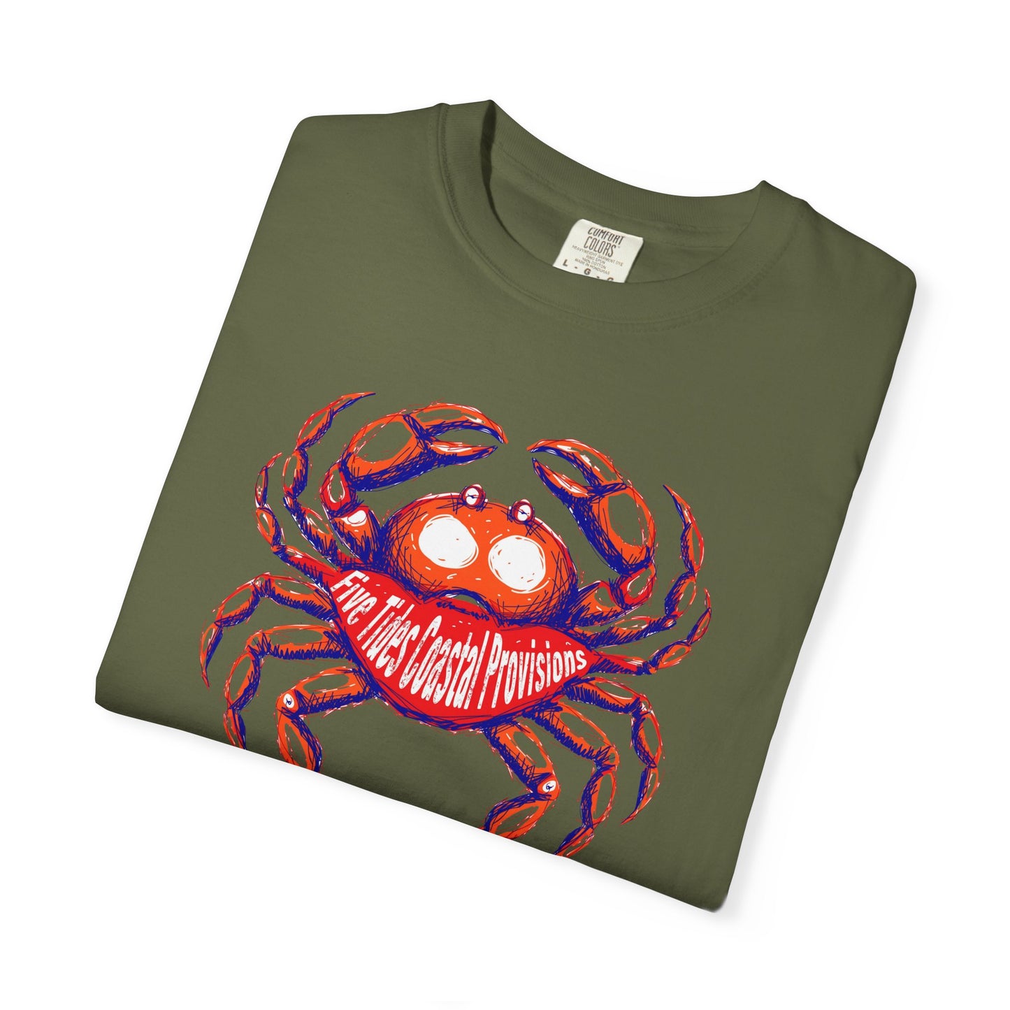 Crabby Beach Vibes Custom Art Graphic T-Shirt - Retro Crab The Coast Prevails Tee