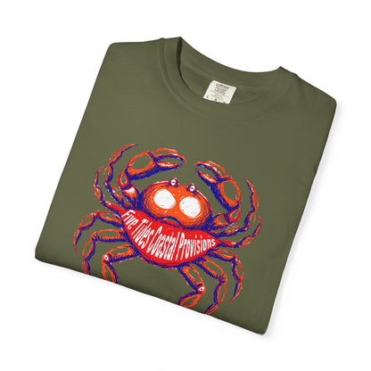 Crabby Beach Vibes Custom Art Graphic T-Shirt - Retro Crab The Coast Prevails Tee