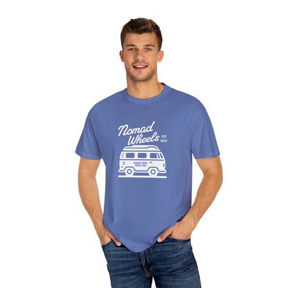 Nomad Wheels Unisex T-shirt - Vintage Travel Vibe, Perfect for Adventure Lovers, Beach Days, Road Trip Essentials, Gift Idea