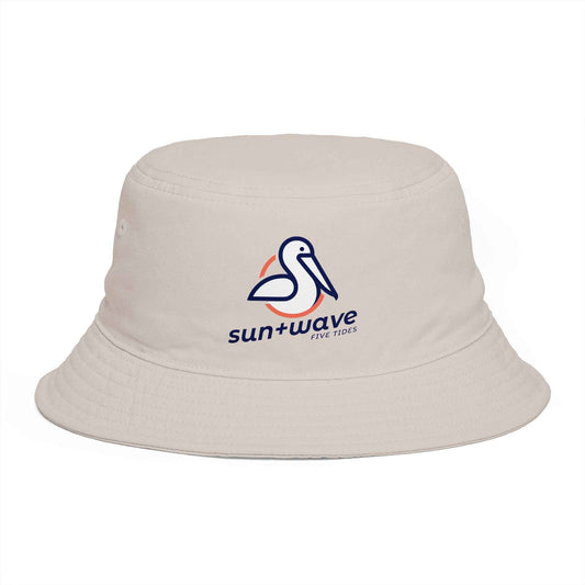 Sun + Wave Pelican Logo Bucket Hat - Beachy Retro Sun Hat