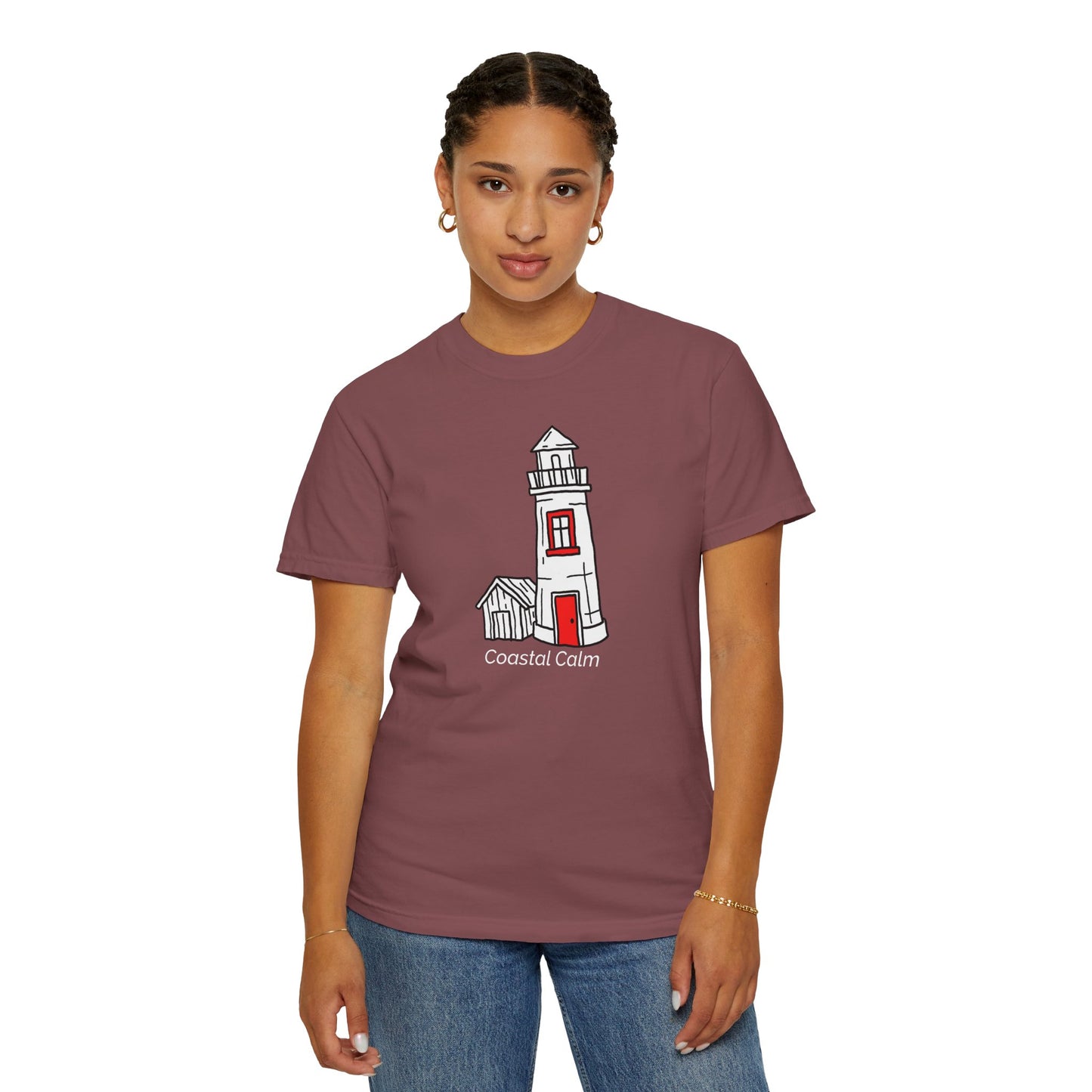 Lighthouse 'Coastal Calm' T-Shirt, Summer Beach Stye Unisex Cotton Tee