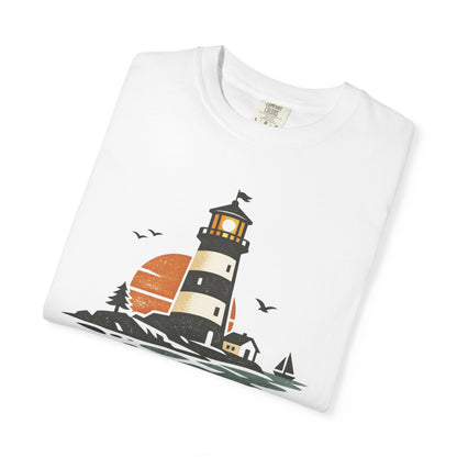 Lighthouse Sunset Coastal Bay T-Shirt - Tide + Time Summer Beach Graphic Tee
