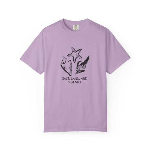 Beach Vibes Unisex T-Shirt, Salt Sand and Serenity Tee, Summer Casual Shirt, Gift for Beach Lovers, Ocean Inspired Apparel