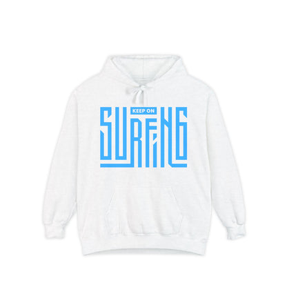Surf-Inspired Unisex Hoodie: Keep on Surfing Graphic, Cozy Beachwear, Perfect Gift for Surfers, Casual Wear, Summer Fun