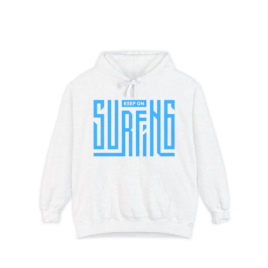 Surf-Inspired Unisex Hoodie: Keep on Surfing Graphic, Cozy Beachwear, Perfect Gift for Surfers, Casual Wear, Summer Fun