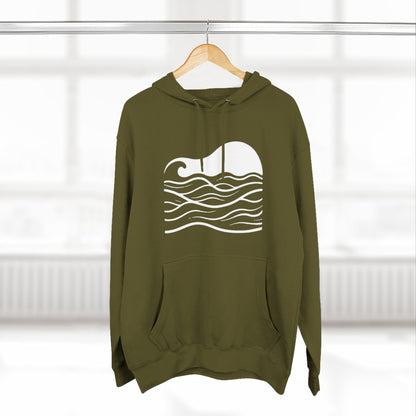 Atlantic Ocean Wave Fleece Hoodie - Cozy Surf-Inspired Sweatshirt, Beach Lover Gift, Winter Apparel, Casual Wear, Perfect for Surfing Trips!