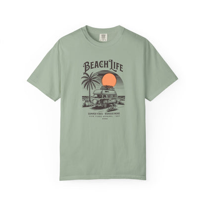 Beach Life Graphic T-Shirt, 100% Ring-Spun Garment-Dyed Cotton