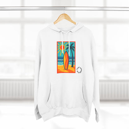 Tropic Surfboard Beach Hoodie — Colorful Coastal Sunset Graphic Pullover