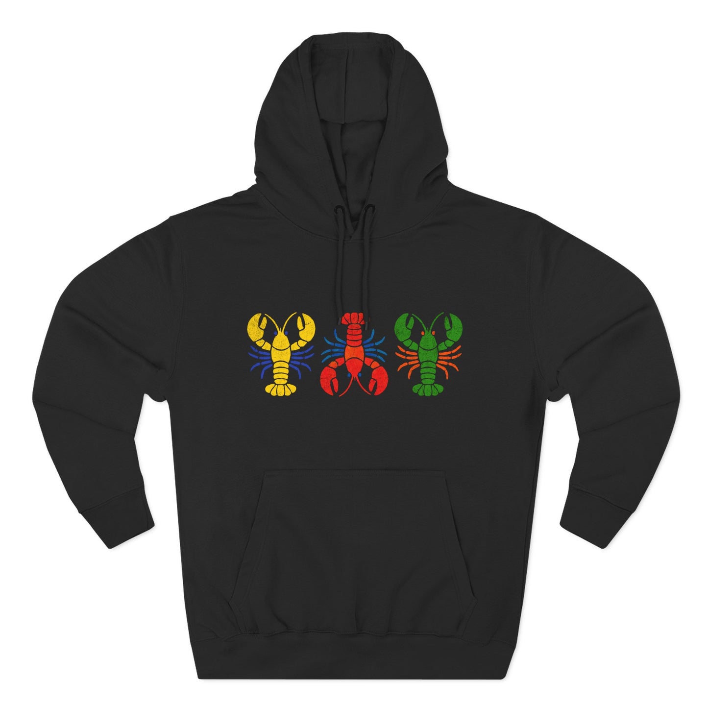 Atlantic Lobster Trio Graphic Hoodie — Colorful Beach Coastal Casual Pullover