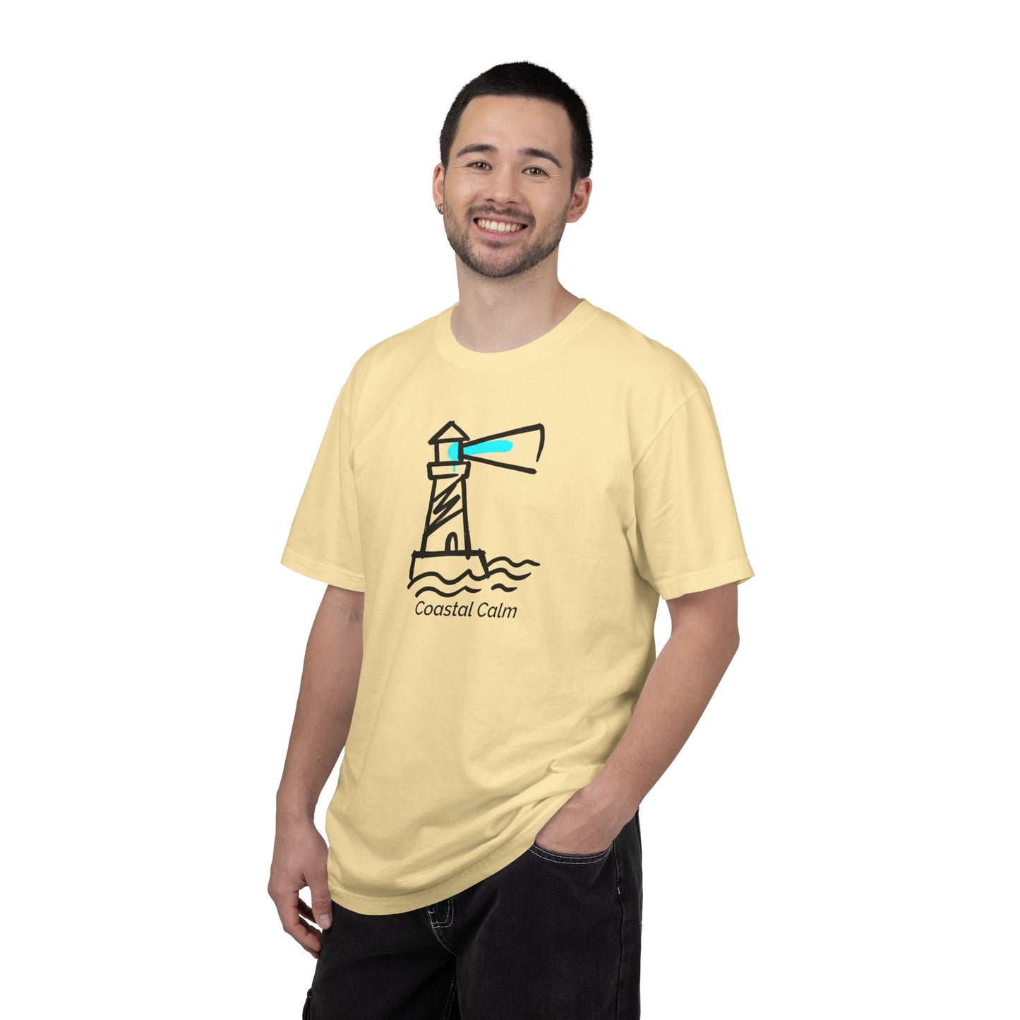 Coastal Calm Lighthouse Graphic T-Shirt, Summer Beach Style Unisex Cotton Tee