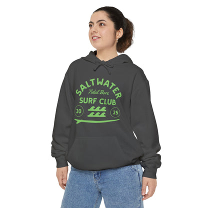 Salt Water Surf Club Hoodie, Garment-Dyed Unisex Hoodie, Saltwater Hoodie, Casual Beachwear, Comfortable Surf Apparel, Gift for Surfers