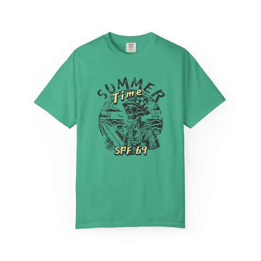 Summer Time SPF 69 Vibe T-shirt with Skeleton Graphic, Casual Tee, Beach Wear, Summer Clothes, Gift for Friends, Cool Shirt